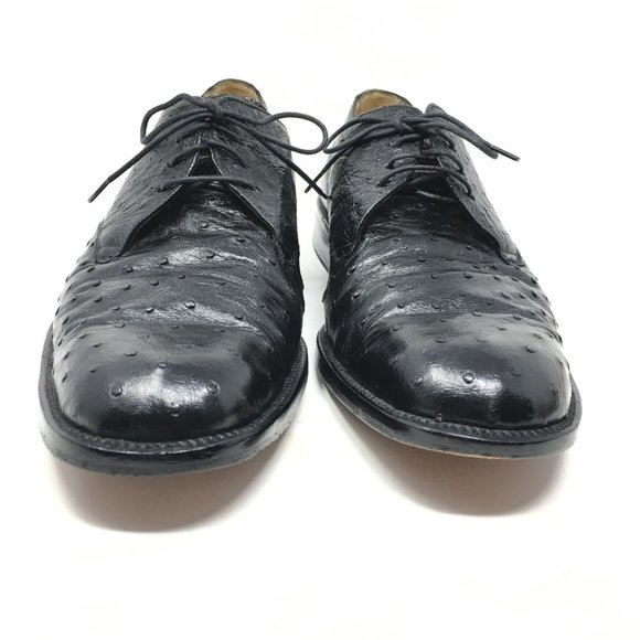 Mezlan Platinum Oxfords Shoes Sz 9.5 Black Ostrich main image 7